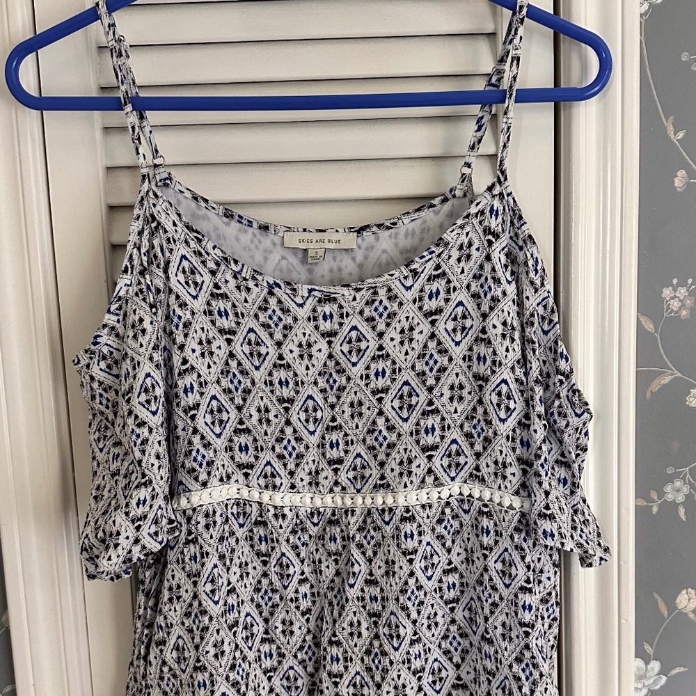 Stitch Fix Skies Are Blue Langlock Cold Shoulder Top Purple Blue, Size Small